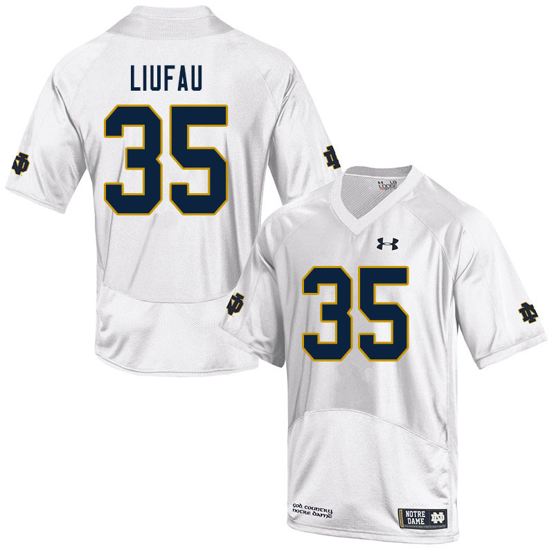 Men's NCAA Notre Dame Fighting Irish #35 Marist Liufau Stitched College Under Armour Authentic White Football Jersey MV10I32FH